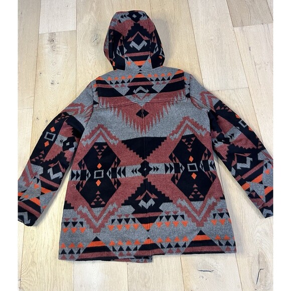 Vintage Gap Aztec Wool Women’s Duffle Hoodie Size XL Aztec Western - Picture 8 of 9